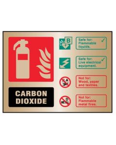 CO2 Extinguisher ID Sign | 200mm x 150mm | Polished Brass (Prestige)