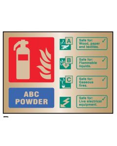 ABC Powder Extinguisher ID Sign | 200mm x 150mm | Polished Brass (Prestige)