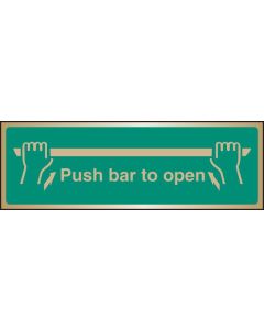 Push Bar To Open Sign | 300mm x 100mm | Polished Brass (Prestige)