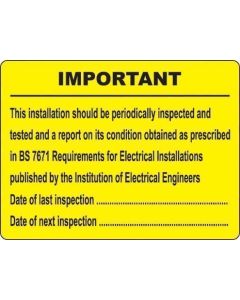 Important Periodic Inspection Labels