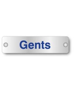 Gents - Visual Impact Door Signs | 200mm x 50mm | Aluminium c/w Stand off Locators