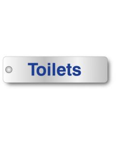 Toilets - Visual Impact Door Signs | 200mm x 50mm | Aluminium c/w Stand off Locators