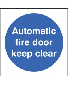 Automatic Fire Door Keep Clear - Roll of 100 Labels | 100mm x 100mm | Self Adhesive Vinyl