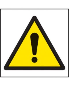 Warning Exclamation Symbol - Roll of 100 Labels | 50mm x 50mm | Self Adhesive Vinyl