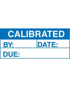 Calibrated - Quality Control Labels (Blue/White) - Roll of 100 | 50mm x 20mm | Self Adhesive