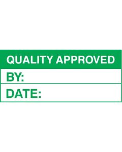 Quality Approved - Quality Control Labels (Roll of 100) | 50mm x 20mm | Self Adhesive