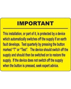 Important RCD Test Labels