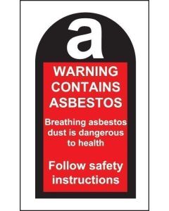 Warning Contains Asbestos - Roll of 100 Labels | 27mm x 50mm | Self Adhesive Vinyl