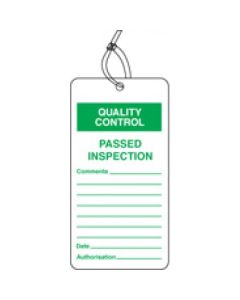 Quality Control - Passed Inspection Tags (Pack of 10) | 80mm x 150mm | Matt PVC