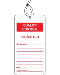 Quality Control - Rejected Tags (Pack of 10) | 80mm x 150mm | Matt PVC