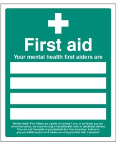 Your Mental Health First Aiders Are Sign | 250mm x 300mm | Rigid Plastic