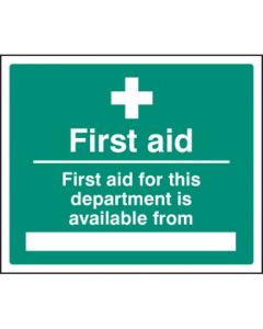 First Aid for This Department Available From Signs | 300mm x 250mm | Rigid Plastic