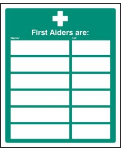 First Aiders Are Safety Signs (Space for 6)