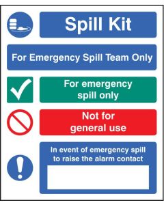 Spill Kit - Emergency Spill Team Only Signs