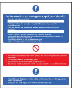 In The Event of an Emergency Spill Safety Signs | 250 x 300mm | Self Adhesive Vinyl