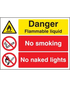 Danger Flammable Liquid - No Smoking - No Naked Lights Safety Signs