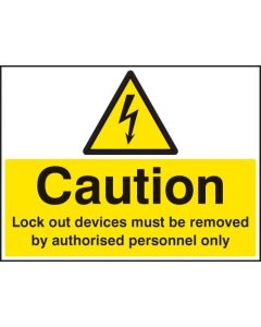 Caution Lockout Devices Must Be Removed by Authorised Personnel Only Sign