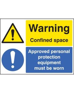 Warning Confined Space - Approved PPE Must Be Worn Signs