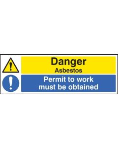 Danger Asbestos - Permit to Work Must Be Obtained Signs