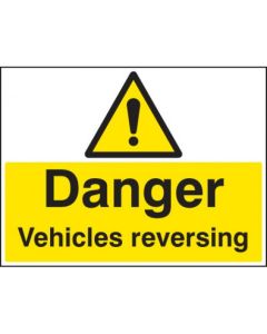 Danger Vehicle Reversing Safety Sign | 600mm x 200mm | Rigid Plastic