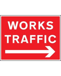 Works Traffic Signs with Arrow Right | 600mm x 450mm | Rigid Plastic