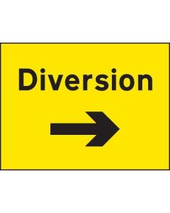 Diversion Arrow Right Temporary Traffic Signs | 600mm x 450mm | Rigid Plastic