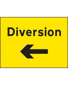 Diversion Arrow Left Temporary Traffic  Signs | 600mm x 450mm | Rigid Plastic