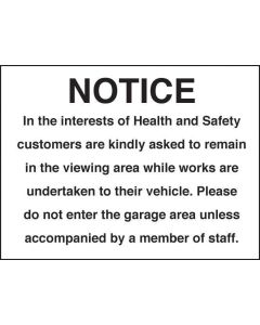 MOT Garage Waiting Room Safety Notice for Customers