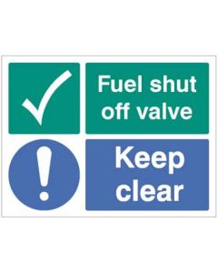 Fuel Shut Off Valve - Keep Clear Sign | 400mm x 300mm | Rigid Plastic