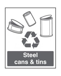 Steel Cans & Tins Recycling Sign | 250mm x 300mm | Rigid Plastic