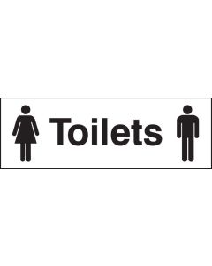 Toilets Sign with Male & Female Symbol | 300mm x 100mm | Quick-Fix Rigid PVC with SAV Backing