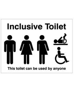 Inclusive Toilet, This Toilet Can Be Used By Anyone Signs | 200mm x 150mm | Rigid Plastic