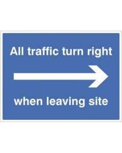 All Traffic Turn Right When Leaving Site Signs | 400mm x 300mm | Rigid Plastic