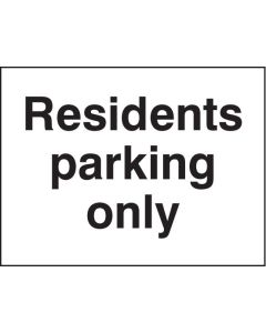 Residents Parking Only Sign | 400mm x 300mm | Rigid Plastic