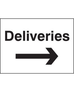 Deliveries Arrow Right Signs | 400mm x 300mm | Rigid Plastic