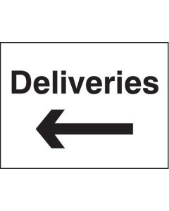 Deliveries Arrow Left Signs | 400mm x 300mm | Rigid Plastic