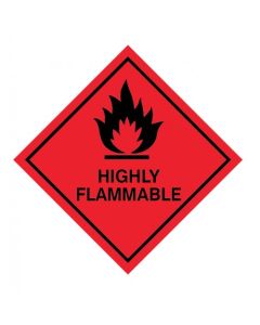 Highly Flammable - Hazard Warning Diamond | 100mm x 100mm | Rigid Plastic