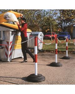 Chain Post Barrier System with Heavy Rubber Base & Steel Posts