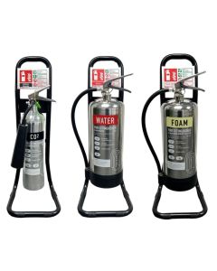 Contemporary 'Black & Chrome' Fire Extinguisher Bundle Deals | Single Stand