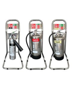 Single Polished Stainless Steel Fire Extinguisher & Stand Bundle Deals