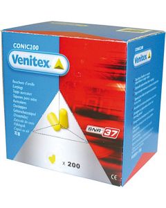 Venitex CONIC 200 Pairs of Disposable PU Foam Earplugs - SNR 37dB