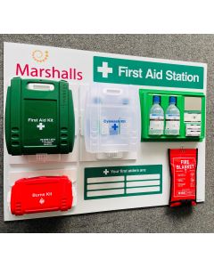 Fully Stocked Branded First Aid Station with Fire Blanket