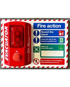 Evacuator Push Button Site Alarms & Fire Action Notice Mounting Board