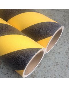 0.6m x 3m Black/Yellow Chevron Anti-slip Floor Panel with Self-adhesive Backing