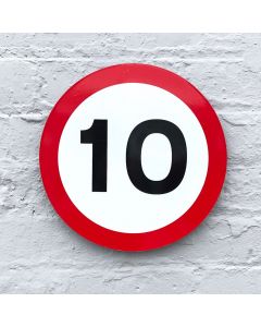 Wall Fixed - 10mph Speed Ramp Sign 300mm Diameter in 3mm Dibond 