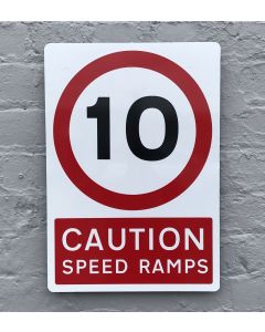 Wall Fixed - 10mph Caution Speed Ramp Sign 350mm x 500mm in 3mm Dibond