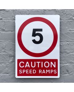 5mph Caution Speed Ramp Sign 350mm x 500mm in 3mm Dibond