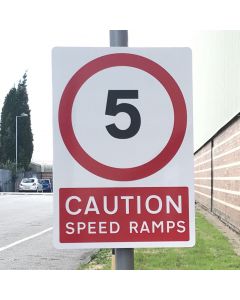 5mph Caution Speed Ramp Sign 350mm x 500mm in 3mm Dibond - Post Mounted