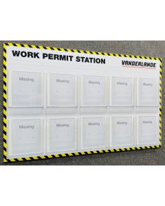 Branded Work Permit Station with 10 Document Holders