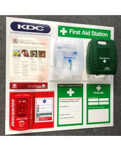 Compact H&S Info Board with First Aid & Site Alarm